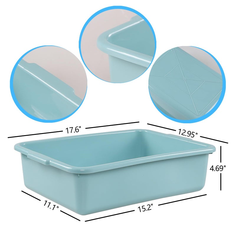 Jekiyo 4 Packs 13 L Commercial Bus Tub, Plastic Dishpan Washing Basin - Image 2